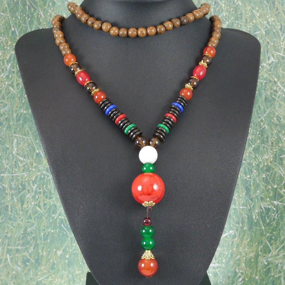 Long Mala Bead Necklace Boho Spiritual Jewelry